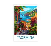 QOGDAF Taormina Travel Italy - Póster de lienzo para decoración de dormitorio, oficina, habitación, regalo, 30 x 45 cm