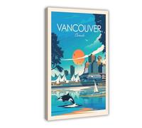 QOGDAF Vancouver British Columbia Canadá - Póster de lona de viaje, decoración de dormitorio, paisaje, oficina, habitación, regalo, 50 x 75 cm
