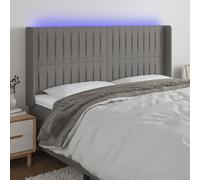 qohoio Cabecero con LED cabecero Cama Dormitorio cabeceros de Cama headboard cabeceros Cama de Tela Gris Oscuro 163x16x118/128 cm