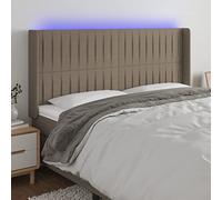qohoio Cabecero con LED cabecero Cama Dormitorio cabeceros de Cama headboard cabeceros Cama de Tela Gris Taupe 203x16x118/128 cm - 3124312