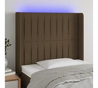 qohoio Cabecero con LED cabecero Cama Dormitorio cabeceros de Cama headboard cabeceros Cama de Tela marrón Oscuro 83x16x118/128 cm - 3124263