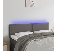 qohoio Cabecero con LED cabeceros de Cama headboard cabecero Cama Dormitorio Cuero sintético Negro 144x5x78/88 cm