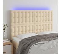 qohoio Cabecero con Luces LED cabecero Cama Dormitorio cabeceros de Cama headboard cabeceros Cama Tela Crema 144x5x118/128 cm - 3122861