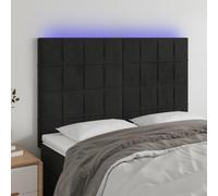 qohoio Cabecero con Luces LED cabecero Cama Dormitorio cabeceros de Cama headboard cabeceros Cama Terciopelo Negro 144x5x118/128 cm