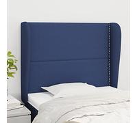 qohoio Cabecero con Orejas cabecero Cama headboard cabeceira Cama cabecero de Tela Azul 93x23x118/128 cm - 3117804