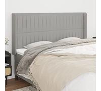 qohoio Cabecero con Orejas cabecero Cama headboard cabeceira Cama cabecero de Tela Gris Claro 163x16x118/128 cm - 3119824
