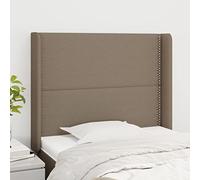 qohoio Cabecero con Orejas cabecero Cama headboard cabeceira Cama cabecero de Tela Gris Taupe 83x16x118/128 cm - 3119418