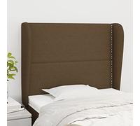qohoio Cabecero con Orejas cabecero Cama headboard cabeceira Cama cabecero de Tela marrón Oscuro 93x23x118/128 cm - 3117801