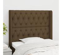 qohoio Cabecero con Orejas cabecero Cama headboard cabeceira Cama cabecero de Tela marrón Oscuro 93x16x118/128 cm - 3119901
