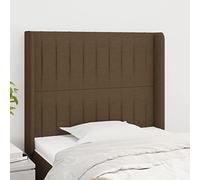 qohoio Cabecero con Orejas cabecero Cama headboard cabeceira Cama cabecero de Tela marrón Oscuro 93x16x118/128 cm - 3119803