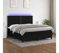 qohoio Cama Box Spring colchón y Luces LED Mueble Cama somier Bed Frame Cama led colchon Estructura Cama Tela Negro 160x200 cm - 3134807
