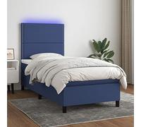 qohoio Cama Box Spring colchón y Luces LED Mueble Cama somier Bed Frame Cama led colchon Estructura Cama Tela Azul 90x200 cm - 3134771