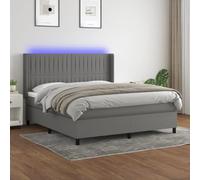 qohoio Cama Box Spring colchón y Luces LED Mueble Cama somier Bed Frame Cama led colchon Estructura Cama Tela Gris Oscuro 160x200 cm - 3138486
