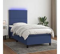 qohoio Cama Box Spring colchón y Luces LED Mueble Cama somier Bed Frame Cama led colchon Estructura Cama Tela Azul 100x200 cm - 3134779
