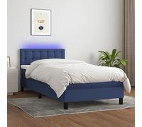 qohoio Cama Box Spring colchón y Luces LED Mueble Cama somier Bed Frame Cama led colchon Estructura Cama Tela Azul 90x190 cm - 3133443