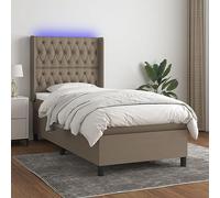 qohoio Cama Box Spring colchón y Luces LED Mueble Cama somier Bed Frame Cama led colchon Estructura Cama Tela Gris Taupe 100x200 cm - 3138537