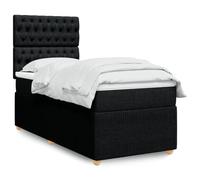qohoio Cama Box Spring con colchón Bed Frame Cama con colchon somier Mueble Cama Estructura Cama Tela Negro 90x190 cm