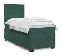 qohoio Cama Box Spring con colchón Bed Frame Cama con colchon somier Mueble Cama Estructura Cama Terciopelo Verde Oscuro 90x190 cm - 3293083