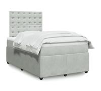 qohoio Cama Box Spring con colchón Bed Frame Cama con colchon somier Mueble Cama Estructura Cama Terciopelo Gris Claro 120x190 cm - 3294598