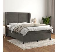 qohoio Cama Box Spring con colchón Bed Frame Cama con colchon somier Mueble Cama Estructura Cama Terciopelo Gris Oscuro 140x190 cm - 3129268