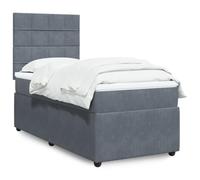 qohoio Cama Box Spring con colchón Bed Frame Cama con colchon somier Mueble Cama Estructura Cama Terciopelo Gris Oscuro 90x200 cm - 3294539