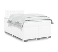 qohoio Cama Box Spring con colchón Estructura Cama Bed Frame Cama con colchon somier Mueble Cama Cuero sintético Blanco 120x190 cm