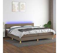 qohoio Cama Box Spring con colchón Estructura Cama Bed Frame Cama con colchon somier Mueble Cama LED Tela Gris Taupe 200x200 cm - 3133825