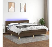 qohoio Cama Box Spring con colchón Estructura Cama Bed Frame Cama con colchon somier Mueble Cama LED Tela marrón Oscuro 160x200 cm - 3133888