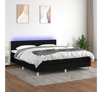 qohoio Cama Box Spring con colchón Estructura Cama Bed Frame Cama con colchon somier Mueble Cama LED Tela Negro 160x200 cm - 3133887
