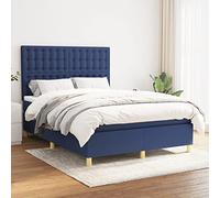 qohoio Cama Box Spring con colchón Estructura Cama Bed Frame Cama con colchon somier Mueble Cama Tela Azul 140x200 cm - 3142663