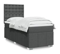 qohoio Cama Box Spring con colchón somier Mueble Cama Estructura Cama Bed Frame Cama con colchon Tela Gris Oscuro 90x190 cm