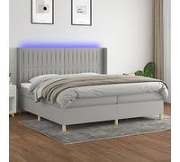 qohoio Cama Box Spring con colchón Tela y LED Mueble Cama somier Cama con colchon Bed Frame Estructura Cama Gris Claro 200x200 cm - 3139061