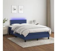 qohoio Cama Box Spring con colchón y LED Mueble Cama somier Cama con colchon Bed Frame Estructura Cama Tela Azul 120x200 cm - 3133067