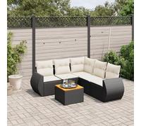 qohoio Juego de 6 muebles de jardín con cojín, muebles de jardín, muebles de jardín, muebles de jardín, muebles de exterior, muebles de salón, terraza, color negro, polirratán - 3224999