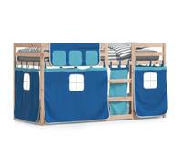 qohoio Litera con Cortinas Cama litera Matrimonio Camas literas Infantiles Madera Maciza de Pino Azul 75x190 cm - 3283911