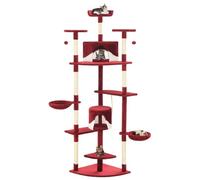 qohoio Rascador para Gatos con Poste de sisal Rojo y Blanco 203 cm Poste Rascador para con Cuerda de Sisal, Colgante para Gatos y Manta Suave