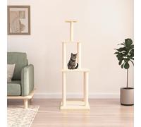 qohoio Rascador para Gatos con Postes rascador de Gatos arbol rascador para Gatos Poste rascador para Gatos de sisal Color Crema 149 cm
