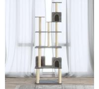qohoio Rascador para Gatos con Postes rascador de Gatos arbol rascador para Gatos Poste rascador para Gatos de sisal Gris Claro 188 cm