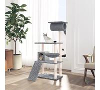 qohoio Rascador para Gatos con Postes rascador de Gatos arbol rascador para Gatos Poste rascador para Gatos de sisal Gris Claro 131 cm - 171604