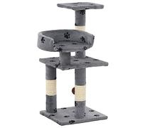 qohoio Rascador para Gatos Poste de sisal 65 cm Huellas Gris Rascador árbol para Gato, Juguete Desestresante