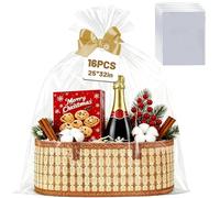 QOIUSO Paquete de 16 bolsas transparentes de celofán grandes para cestas de regalo de celofán para regalo, 2.5 mil de grosor (25 x 32 pulgadas)