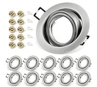QOJUX Marco Foco Empotrable GU10, 10 Pieza Marcos Foco Empotrable LED Techo Níquel Cepillado 68mm, con Portalamparas GU10, Ángulo Basculación 30°, Marco Downlight Para Lámparas De Led O Halógena