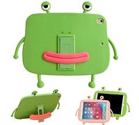 QoKcoahn Bonita Funda de Tablet para iPad Air1/Air2 (9.7 pulgadas), Funda Verde de Rana de Dibujos Animados 3D con Soporte Ajustable, Funda Protectora de Silicona Suave para Niños, Niñas y Mujeres
