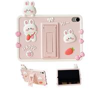 QoKcoahn Bonita funda para iPad Air1/Air2 (9.7 pulgadas), funda de zanahoria de conejo de dibujos animados 3D con soporte ajustable, funda protectora de silicona suave para niños y niñas y mujeres