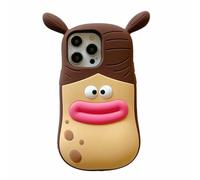 QoKcoahn Funda compatible con iPhone 17 Pro, lindo kawaii 3D divertido trenzado con boca de salchicha, caricatura, con llavero, protector de gotas de gel de silicona suave para mujeres y niñas