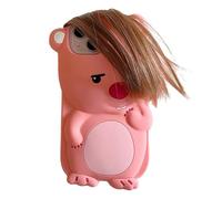 QoKcoahn Funda compatible con iPhone 17 Pro Max, lindo 3D, kawaii, gracioso, castor feo, funda con llavero de dibujos animados, gel de silicona suave, protección contra caídas, mujeres, niñas