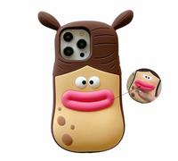 QoKcoahn Funda compatible con iPhone 17 Pro Max, lindo kawaii 3D divertido trenzado con boca de salchicha, caricatura, con llavero, protector de gotas de gel de silicona suave para mujeres y niñas