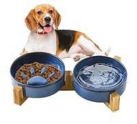 qokeeu de Alimentación Lenta para Perros, Set De Bowl De Cerámica con Diseño De Patita para Comida Y Agua, Cuencos para Mascotas Interior Exterior Jardín Camping