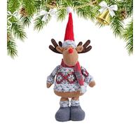 qokeeu Navidad Linda Piernas Largas Sentada Muñeca De Reno, Figuras De Peluche De Navidad Con Patas Retráctiles, Navidad Peluche De Piernas Largas Figura Para Mesa Chimenea Decoración del Hogar