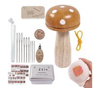 qokeeu Stopphongz madera, aguja de tejer con punta de bola, setas de madera, setas de madera, juego de hilo, aguja para coser a mano para coser a mano, bordado, calcetines, ropa